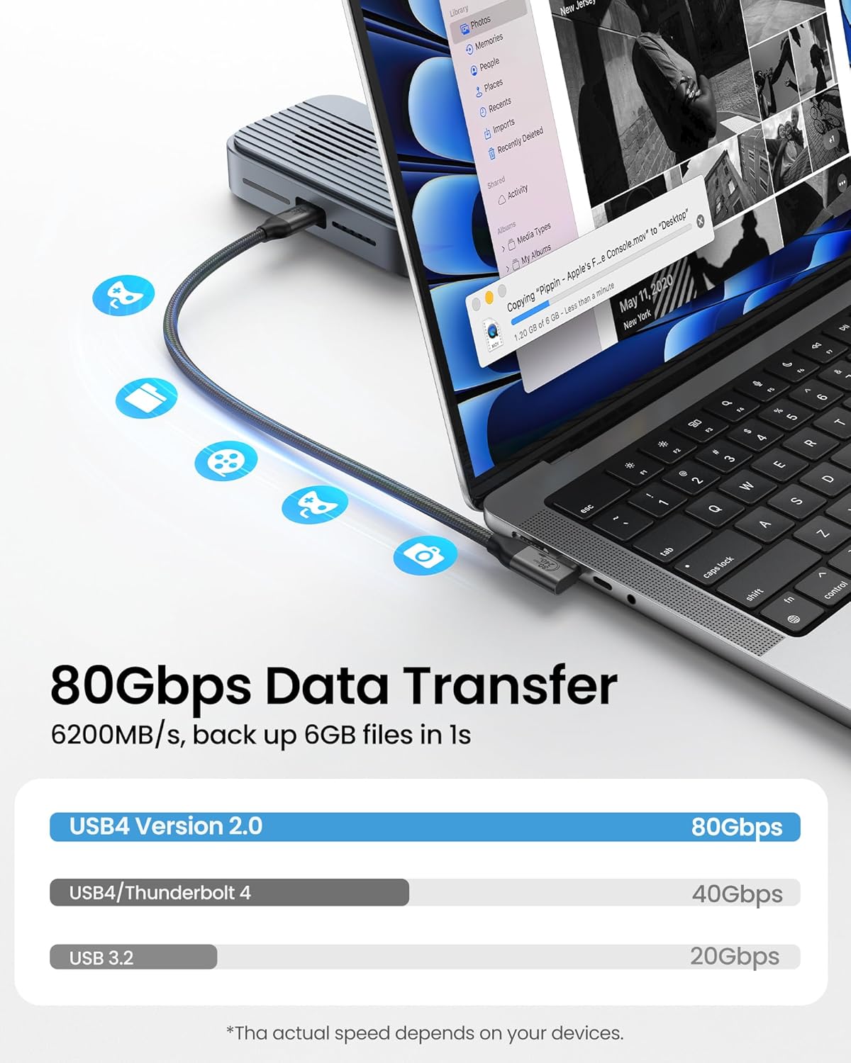 silkland usb4 right angle cable support 80gbps data transfer