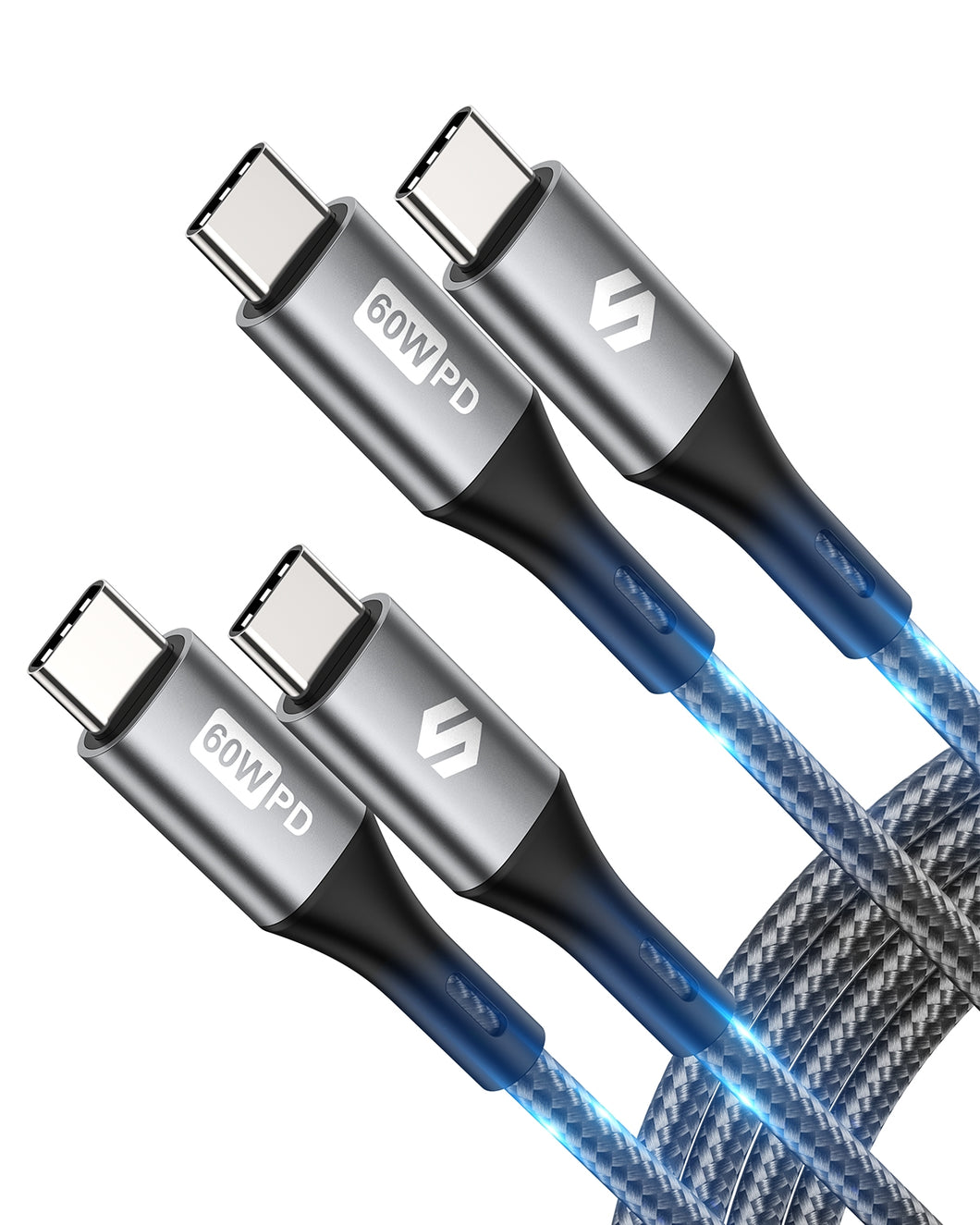 Silkland USB C to USB C Cable 1M 2Pack, 60W/3A USB C Charger Cable Compatible for Galaxy S22, iPad Pro 2021, iPad Mini 6, iPad Air 4, MacBook Pro