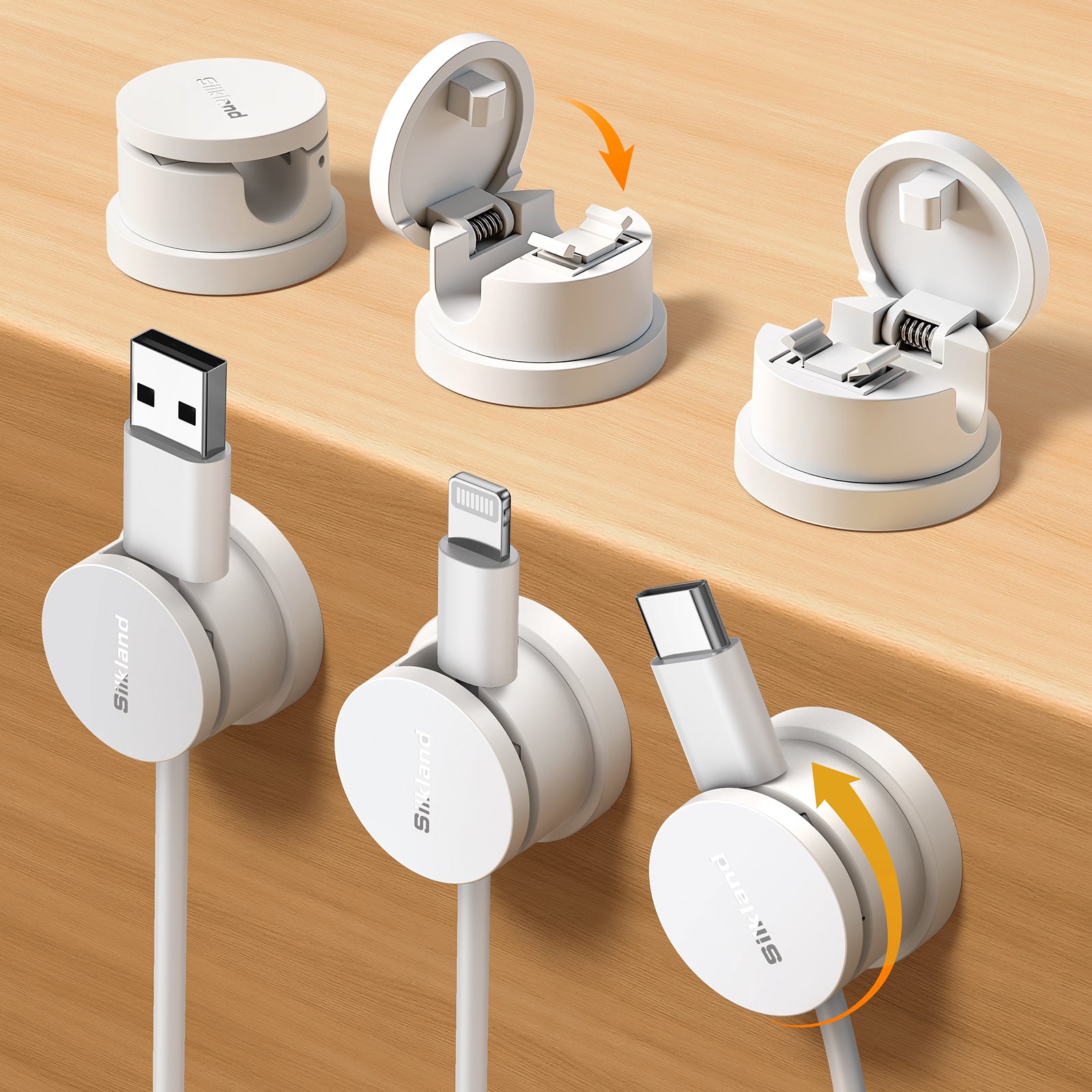 Snap-Lock Cable Clips with 360° Rotatable Holder