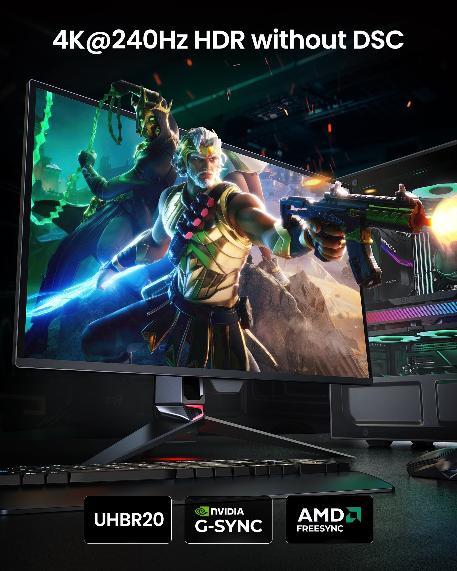 [VESA Certified] DP80 DisplayPort 2.1 Cable for 4K 240Hz Gaming