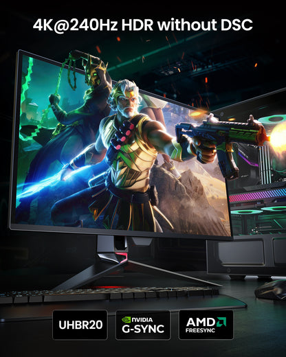 [VESA Certified] DP80 DisplayPort 2.1 Cable for 4K 240Hz Gaming