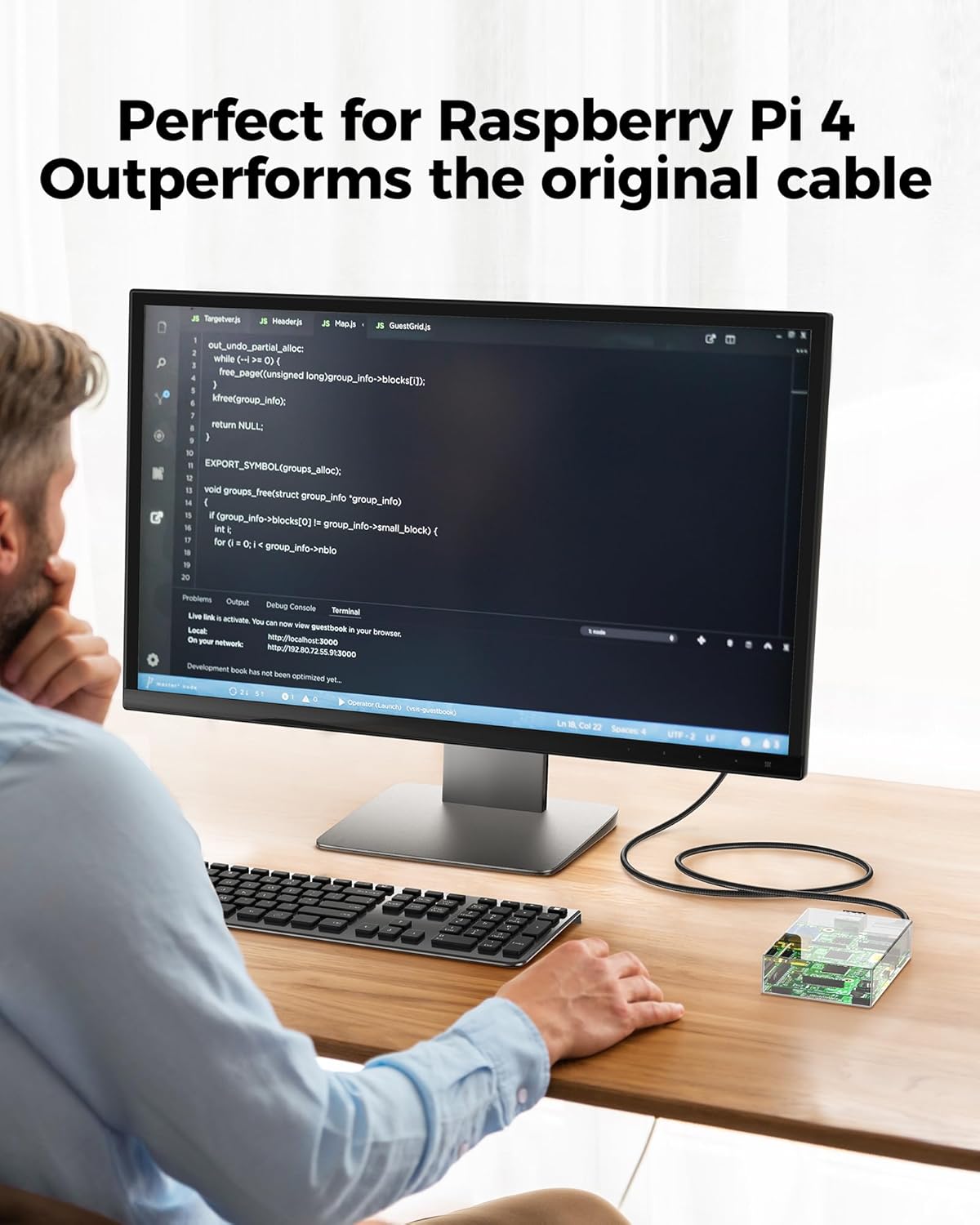 micro HDMI to HDMI 2.1 - perfect for raspberry pi4 outperforms the original cable