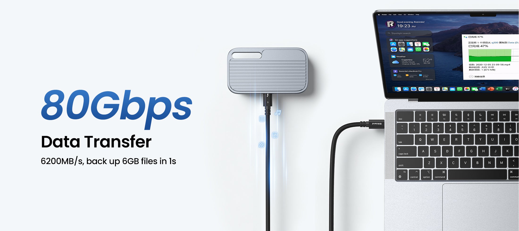 Silkland World's First 5FT Passive Thunderbolt 5 Cable - 80Gbps Data Transfer