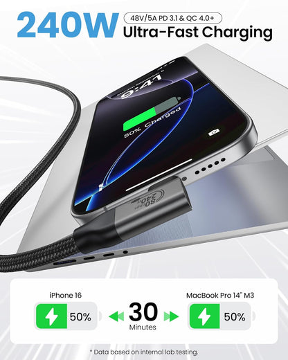 silkland usb4 right angle cable 80gbps 240w charging