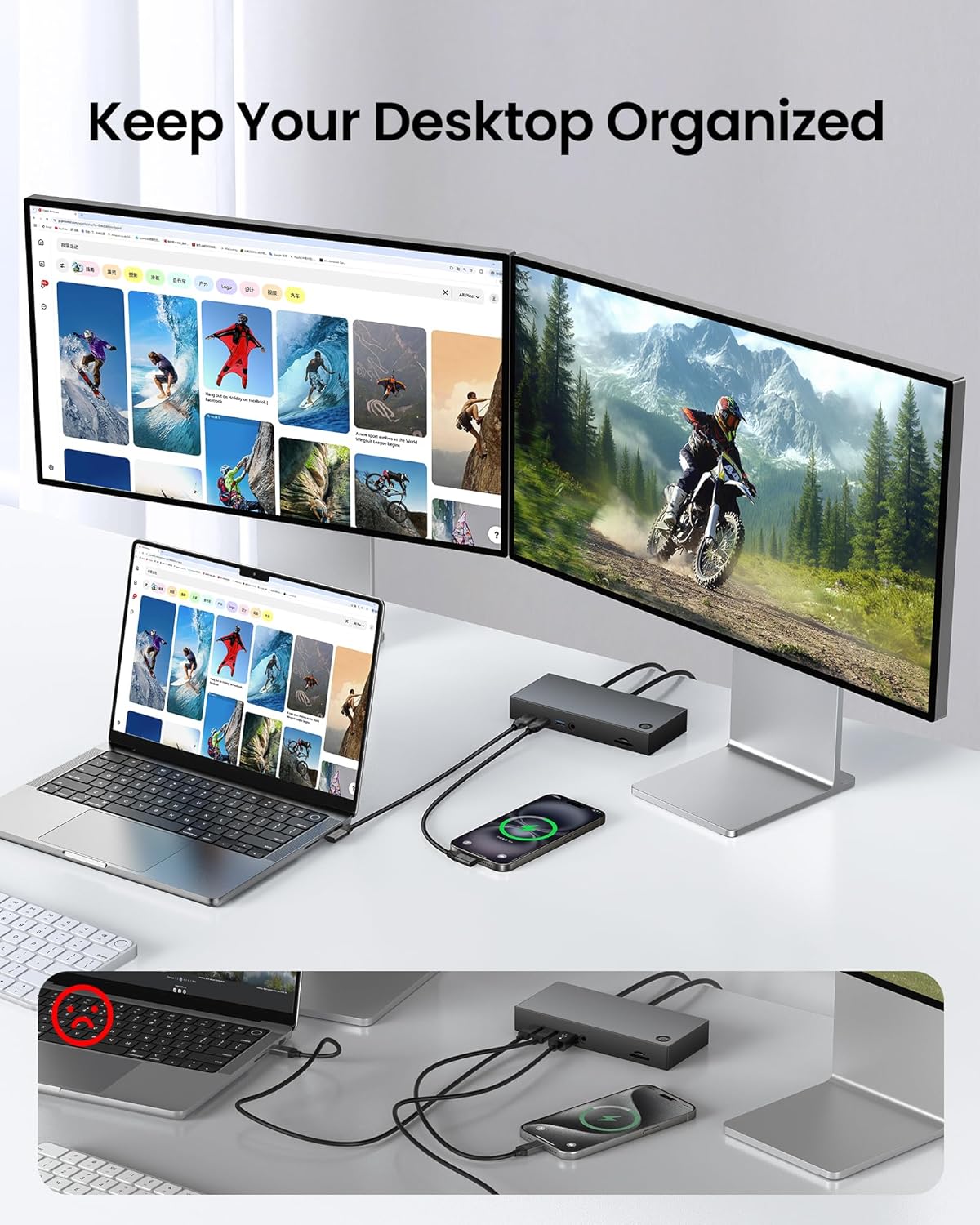 Silkland USB C Right Angle  Cable  keep your desktop organized