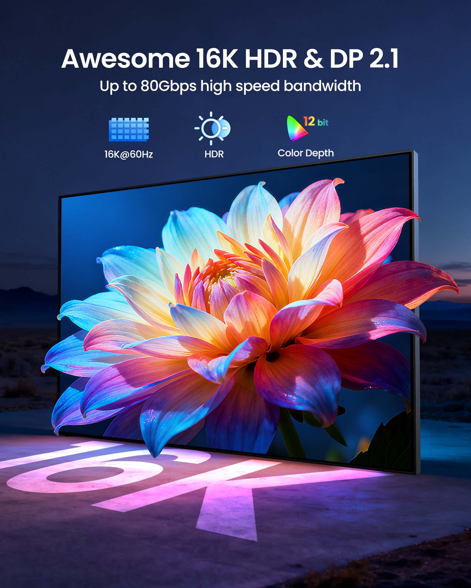 Silkland 80Gbps USB C to DisplayPort 2.1 Cable